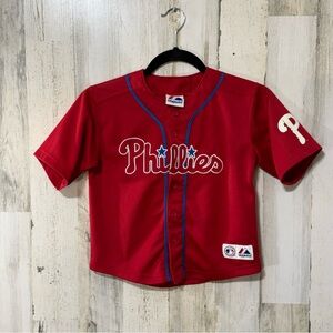 Majestic Red Phillies Kids Jersey Short Sleeve